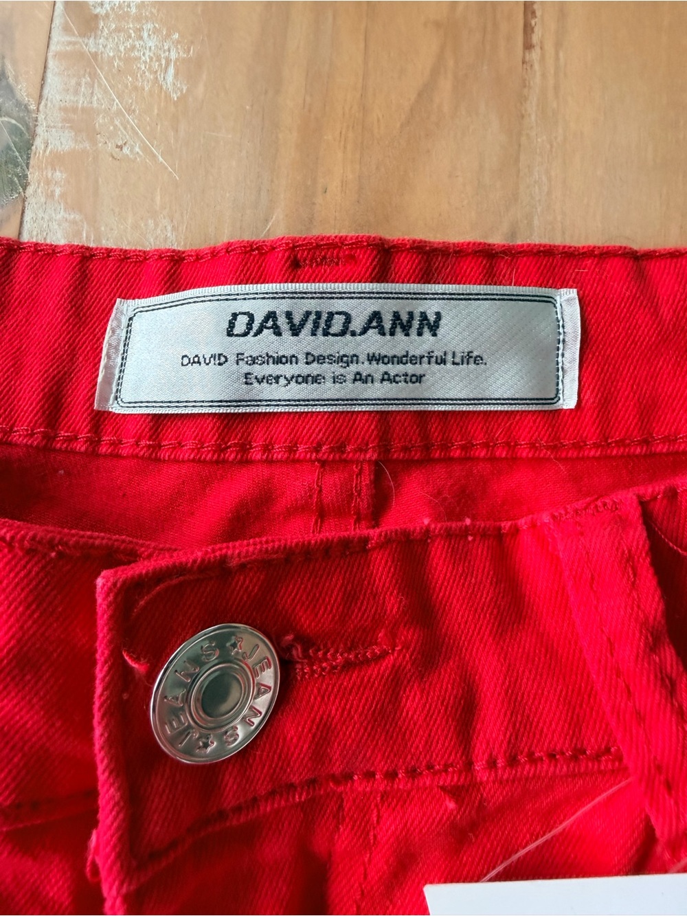 NEW David.ANN Red Zipper Women’s Jeans 32W, Retro Punk